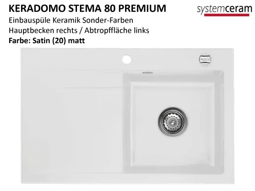 Systemceram KeraDomo STEMA 80-PREMIUM Keramiksple / Einbausple in Sonderfarben fr die Kche