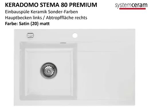 Systemceram KeraDomo STEMA 80-PREMIUM Keramiksple / Einbausple in Sonderfarben fr die Kche