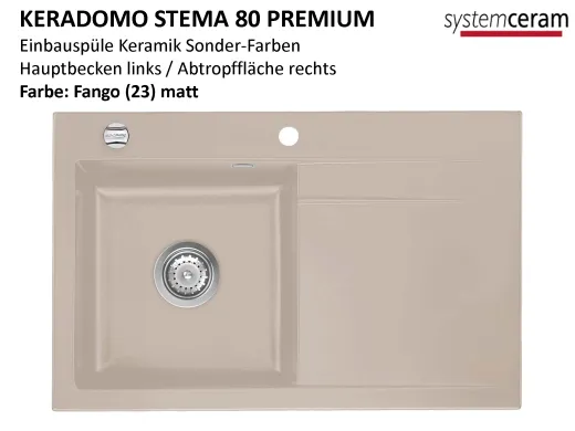 Systemceram KeraDomo STEMA 80-PREMIUM Keramiksple / Einbausple in Sonderfarben fr die Kche