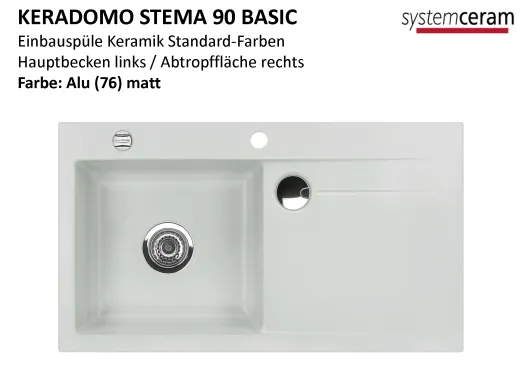 Systemceram KeraDomo STEMA 90-BASIC Keramiksple / Einbausple in Standardfarben fr die Kche