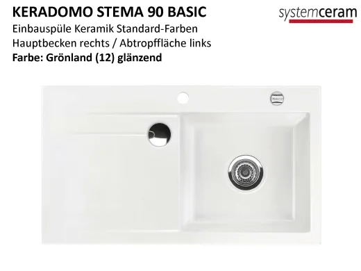 Systemceram KeraDomo STEMA 90-BASIC Keramiksple / Einbausple in Standardfarben fr die Kche