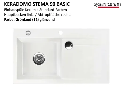 Systemceram KeraDomo STEMA 90-BASIC Keramiksple / Einbausple in Standardfarben fr die Kche