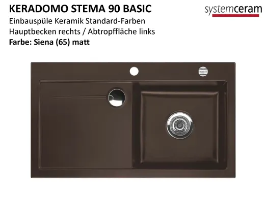 Systemceram KeraDomo STEMA 90-BASIC Keramiksple / Einbausple in Standardfarben fr die Kche
