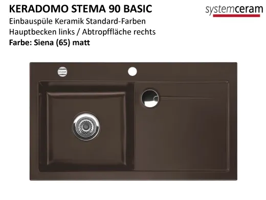 Systemceram KeraDomo STEMA 90-BASIC Keramiksple / Einbausple in Standardfarben fr die Kche