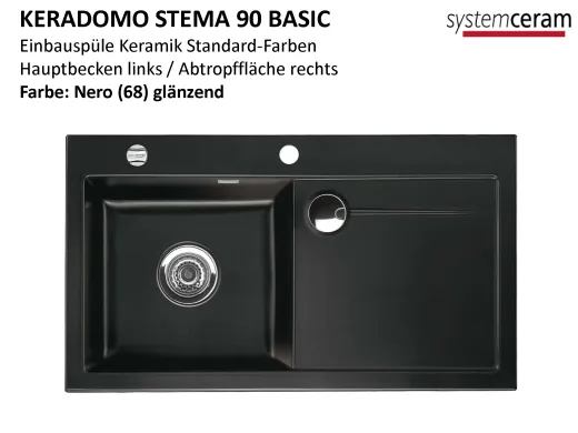 Systemceram KeraDomo STEMA 90-BASIC Keramiksple / Einbausple in Standardfarben fr die Kche