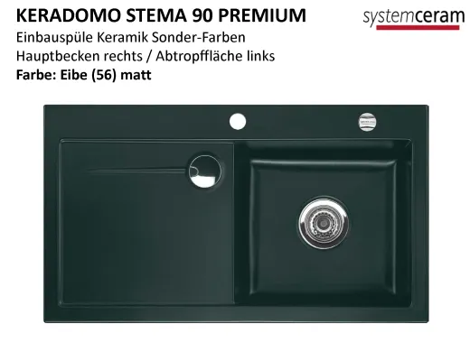 Systemceram KeraDomo STEMA 90-PREMIUM Keramiksple / Einbausple in Sonderfarben fr die Kche