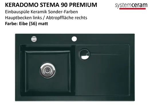 Systemceram KeraDomo STEMA 90-PREMIUM Keramiksple / Einbausple in Sonderfarben fr die Kche