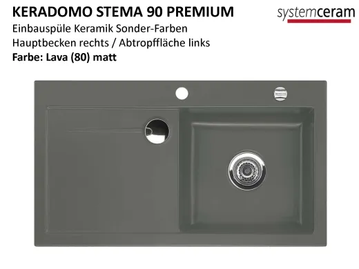 Systemceram KeraDomo STEMA 90-PREMIUM Keramiksple / Einbausple in Sonderfarben fr die Kche