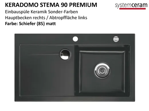 Systemceram KeraDomo STEMA 90-PREMIUM Keramiksple / Einbausple in Sonderfarben fr die Kche
