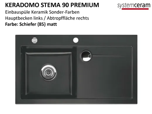Systemceram KeraDomo STEMA 90-PREMIUM Keramiksple / Einbausple in Sonderfarben fr die Kche