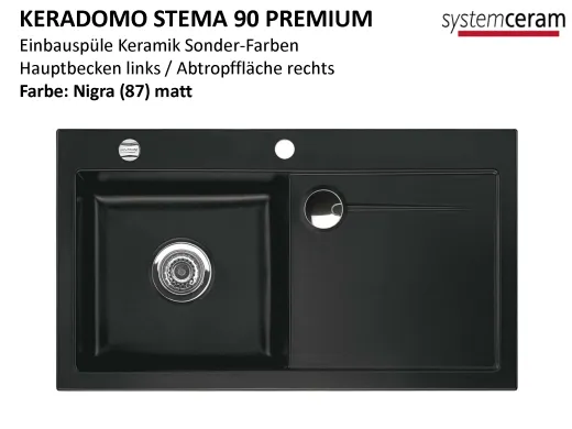 Systemceram KeraDomo STEMA 90-PREMIUM Keramiksple / Einbausple in Sonderfarben fr die Kche