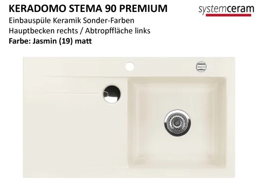Systemceram KeraDomo STEMA 90-PREMIUM Keramiksple / Einbausple in Sonderfarben fr die Kche