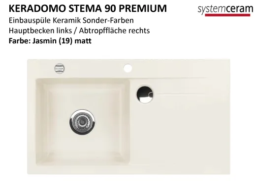 Systemceram KeraDomo STEMA 90-PREMIUM Keramiksple / Einbausple in Sonderfarben fr die Kche