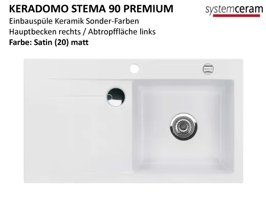 Systemceram KeraDomo STEMA 90-PREMIUM Keramiksple / Einbausple in Sonderfarben fr die Kche