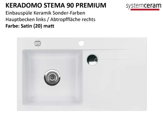 Systemceram KeraDomo STEMA 90-PREMIUM Keramiksple / Einbausple in Sonderfarben fr die Kche