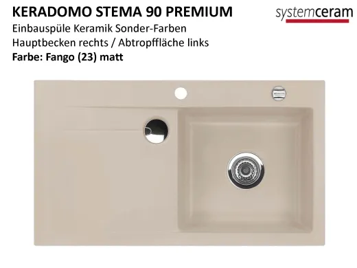 Systemceram KeraDomo STEMA 90-PREMIUM Keramiksple / Einbausple in Sonderfarben fr die Kche