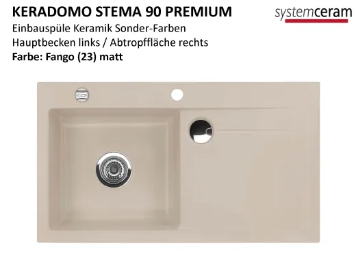 Systemceram KeraDomo STEMA 90-PREMIUM Keramiksple / Einbausple in Sonderfarben fr die Kche