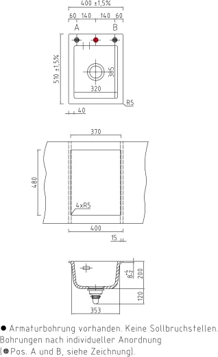 Systemceram KeraDomo MERA 39-PREMIUM Keramiksple / Einbausple in Sonderfarben fr die Kche