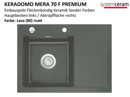 Systemceram KeraDomo MERA 70-PREMIUM-FL Keramiksp�le / Einbausp�le f�r die fl�chenb�ndige Montage