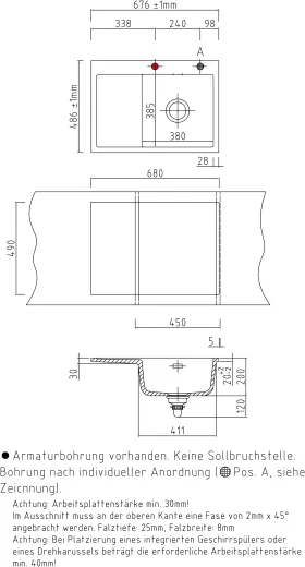 Systemceram KeraDomo MERA 70-PREMIUM-FL Keramiksple / Einbausple fr die flchenbndige Montage