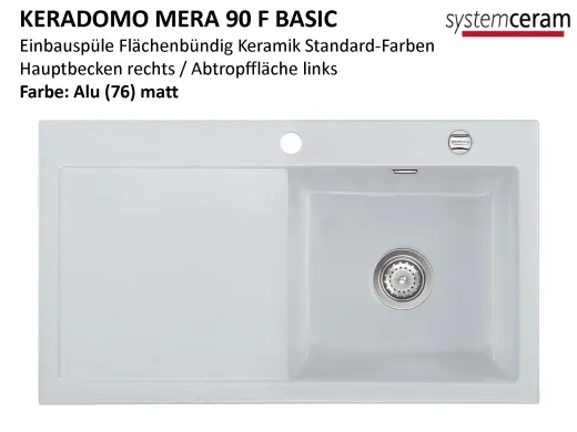 Systemceram KeraDomo MERA 90-BASIC-FL Keramiksp�le / Einbausp�le f�r die fl�chenb�ndige Montage