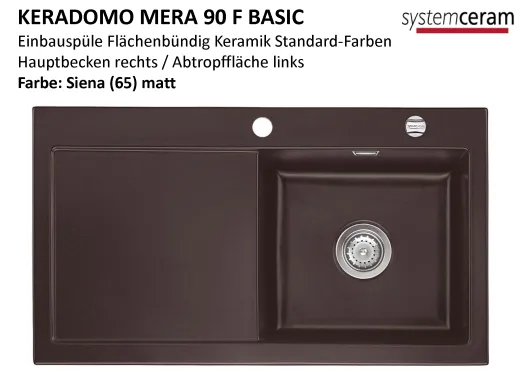 Systemceram KeraDomo MERA 90-BASIC-FL Keramiksp�le / Einbausp�le f�r die fl�chenb�ndige Montage