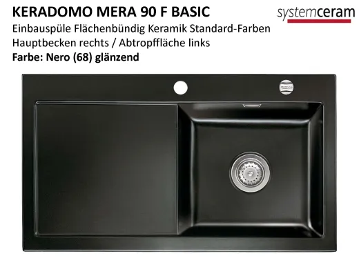 Systemceram KeraDomo MERA 90-BASIC-FL Keramiksp�le / Einbausp�le f�r die fl�chenb�ndige Montage