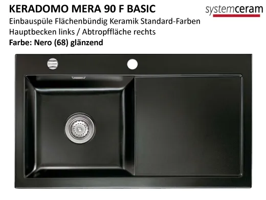 Systemceram KeraDomo MERA 90-BASIC-FL Keramiksp�le / Einbausp�le f�r die fl�chenb�ndige Montage