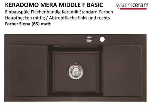 Systemceram KeraDomo MERA MIDDLE-BASIC-FL Keramiksp�le / Einbausp�le f�r die fl�chenb�ndige Montage