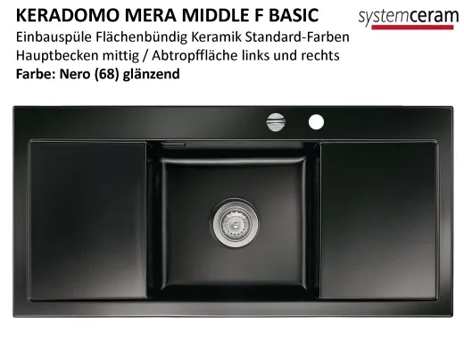 Systemceram KeraDomo MERA MIDDLE-BASIC-FL Keramiksp�le / Einbausp�le f�r die fl�chenb�ndige Montage