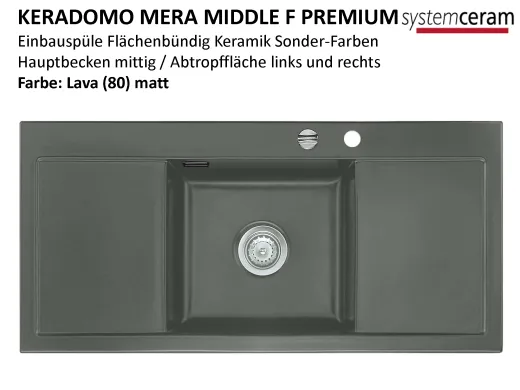 Systemceram KeraDomo MERA MIDDLE-PREMIUM-FL Keramiksp�le / Einbausp�le f�r fl�chenb�ndige Montage