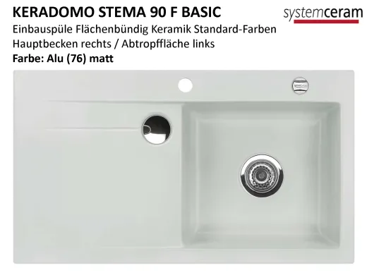 Systemceram KeraDomo STEMA 90-BASIC-FL Keramiksp�le / Einbausp�le f�r die fl�chenb�ndige Montage
