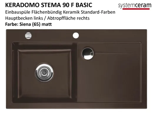 Systemceram KeraDomo STEMA 90-BASIC-FL Keramiksp�le / Einbausp�le f�r die fl�chenb�ndige Montage