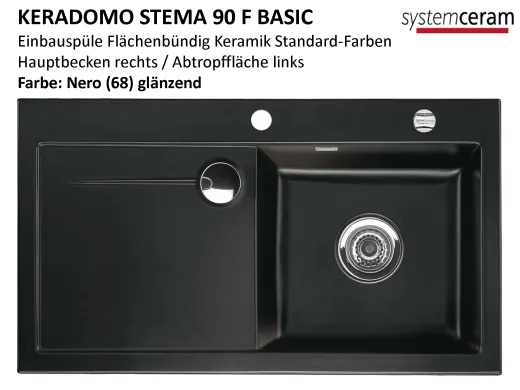 Systemceram KeraDomo STEMA 90-BASIC-FL Keramiksp�le / Einbausp�le f�r die fl�chenb�ndige Montage