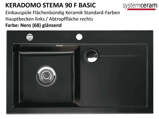 Systemceram KeraDomo STEMA 90-BASIC-FL Keramiksp�le / Einbausp�le f�r die fl�chenb�ndige Montage