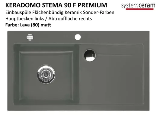 Systemceram KeraDomo STEMA 90-PREMIUM-FL Keramiksp�le / Einbausp�le f�r die fl�chenb�ndige Montage