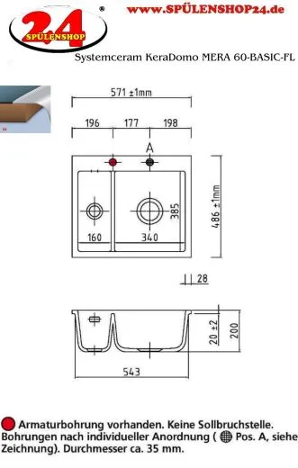 Systemceram KeraDomo MERA 60-BASIC-FL Keramiksple / Einbausple fr die flchenbndige Montage