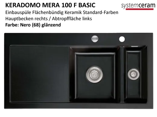 Systemceram KeraDomo MERA 100-BASIC-FL Keramiksp�le / Einbausp�le f�r die fl�chenb�ndige Montage