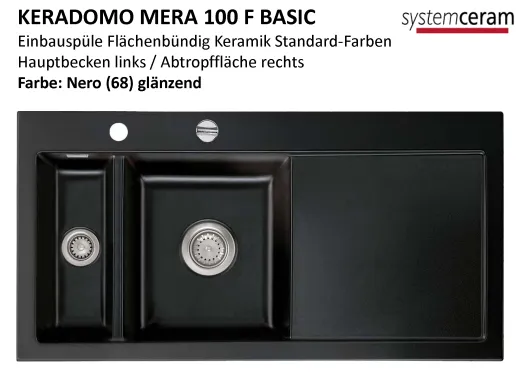 Systemceram KeraDomo MERA 100-BASIC-FL Keramiksp�le / Einbausp�le f�r die fl�chenb�ndige Montage