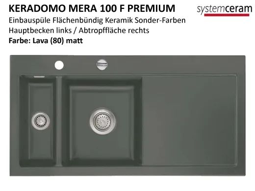 Systemceram KeraDomo MERA 100-PREMIUM-FL Keramiksp�le / Einbausp�le f�r die fl�chenb�ndige Montage