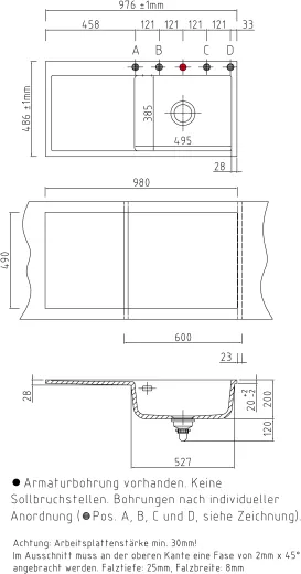 Systemceram KeraDomo MERA 100-SL-BASIC-FL Keramiksple / Einbausple fr die flchenbndige Montage