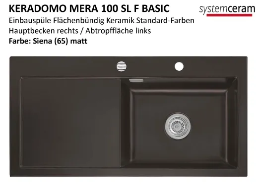 Systemceram KeraDomo MERA 100-SL-BASIC-FL Keramiksp�le / Einbausp�le f�r die fl�chenb�ndige Montage
