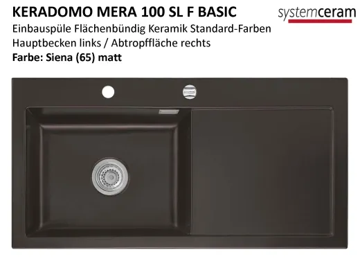 Systemceram KeraDomo MERA 100-SL-BASIC-FL Keramiksp�le / Einbausp�le f�r die fl�chenb�ndige Montage