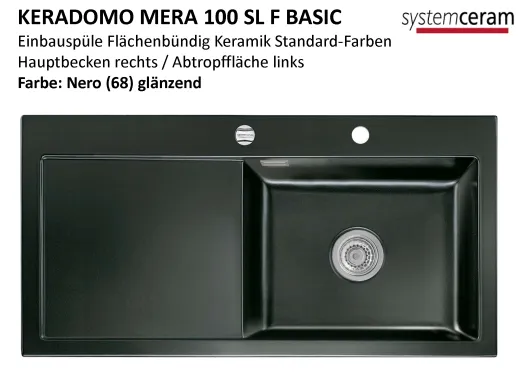 Systemceram KeraDomo MERA 100-SL-BASIC-FL Keramiksp�le / Einbausp�le f�r die fl�chenb�ndige Montage