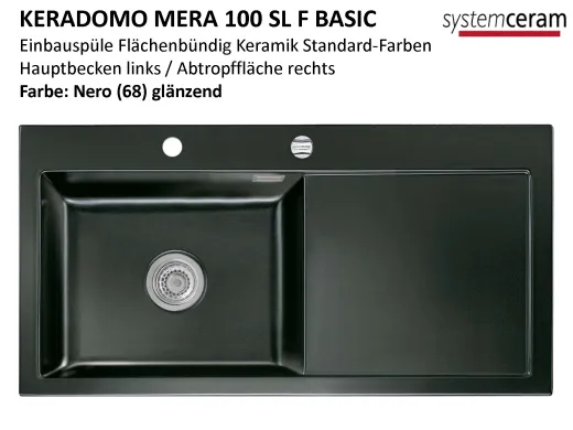 Systemceram KeraDomo MERA 100-SL-BASIC-FL Keramiksp�le / Einbausp�le f�r die fl�chenb�ndige Montage
