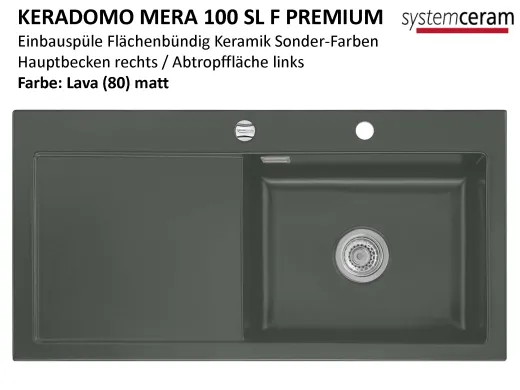 Systemceram KeraDomo MERA 100-SL-PREMIUM-FL Keramiksp�le / Einbausp�le fl�chenb�ndige Montage
