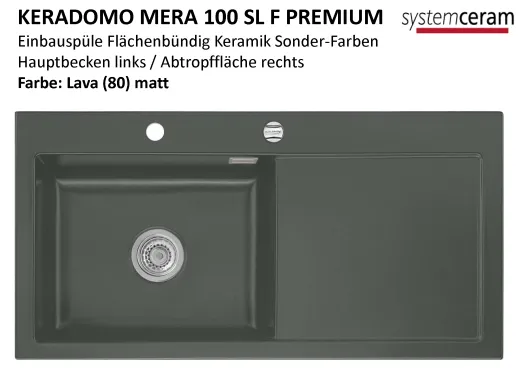 Systemceram KeraDomo MERA 100-SL-PREMIUM-FL Keramiksp�le / Einbausp�le fl�chenb�ndige Montage