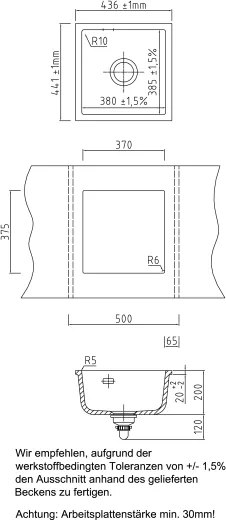 Systemceram KeraDomo MERA 40 U PREMIUM Keramiksple / Unterbausple in Sonderfarben fr die Kche