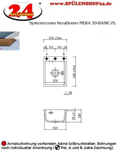 Systemceram KeraDomo MERA 39-BASIC-FL Keramiksple / Einbausple fr die flchenbndige Montage
