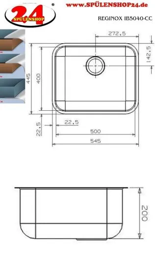 REGINOX Clean & Care IB 5040 (L) KG-CC (316) Einbausple Edelstahl mit Flachrand 3 in 1 ohne berlauf medizinischer Bereich